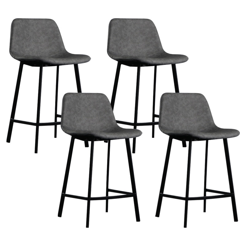 Scandinavian Footrest Reception Stool Matte Finish Faux Leather Barstool Grey Set of 4 Counter Stool(26"H) Clearhalo 'Bar Furniture' 'Bar Stools' 'bar_stools' 'Furniture' 'furniture_bar_stools' 'Kitchen & Dining Furniture' 5085387