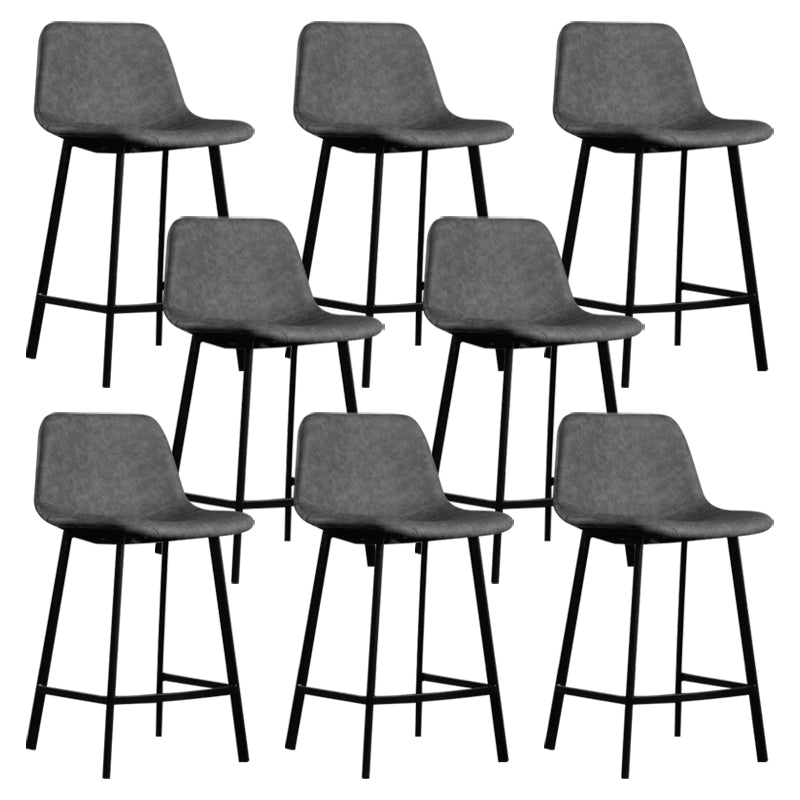 Scandinavian Footrest Reception Stool Matte Finish Faux Leather Barstool Grey Set of 8 Counter Stool(26"H) Clearhalo 'Bar Furniture' 'Bar Stools' 'bar_stools' 'Furniture' 'furniture_bar_stools' 'Kitchen & Dining Furniture' 5085389