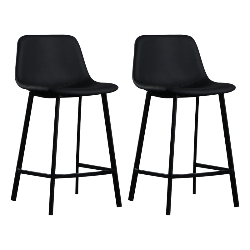 Scandinavian Footrest Reception Stool Matte Finish Faux Leather Barstool Black Set of 2 Counter Stool(26"H) Clearhalo 'Bar Furniture' 'Bar Stools' 'bar_stools' 'Furniture' 'furniture_bar_stools' 'Kitchen & Dining Furniture' 5085390