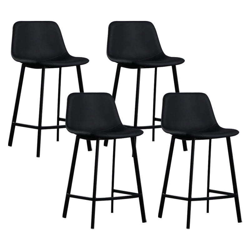 Scandinavian Footrest Reception Stool Matte Finish Faux Leather Barstool Black Set of 4 Counter Stool(26"H) Clearhalo 'Bar Furniture' 'Bar Stools' 'bar_stools' 'Furniture' 'furniture_bar_stools' 'Kitchen & Dining Furniture' 5085391