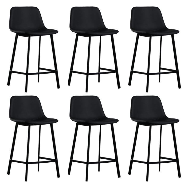 Scandinavian Footrest Reception Stool Matte Finish Faux Leather Barstool Black Set of 6 Counter Stool(26"H) Clearhalo 'Bar Furniture' 'Bar Stools' 'bar_stools' 'Furniture' 'furniture_bar_stools' 'Kitchen & Dining Furniture' 5085392