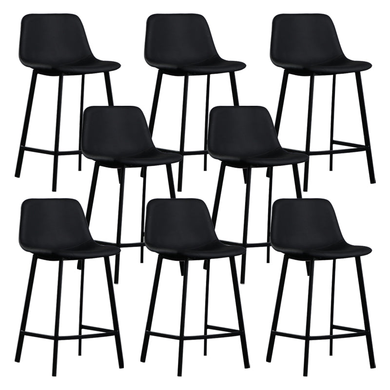 Scandinavian Footrest Reception Stool Matte Finish Faux Leather Barstool Black Set of 8 Counter Stool(26"H) Clearhalo 'Bar Furniture' 'Bar Stools' 'bar_stools' 'Furniture' 'furniture_bar_stools' 'Kitchen & Dining Furniture' 5085393
