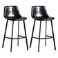 Scandinavian Footrest Reception Stool Matte Finish Faux Leather Barstool Gloss Black Set of 2 Bar Stool(30"H) Clearhalo 'Bar Furniture' 'Bar Stools' 'bar_stools' 'Furniture' 'furniture_bar_stools' 'Kitchen & Dining Furniture' 5085394
