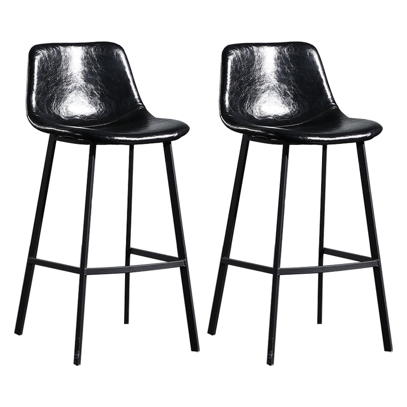 Scandinavian Footrest Reception Stool Matte Finish Faux Leather Barstool Gloss Black Set of 2 Bar Stool(30"H) Clearhalo 'Bar Furniture' 'Bar Stools' 'bar_stools' 'Furniture' 'furniture_bar_stools' 'Kitchen & Dining Furniture' 5085394