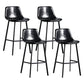 Scandinavian Footrest Reception Stool Matte Finish Faux Leather Barstool Gloss Black Set of 4 Bar Stool(30"H) Clearhalo 'Bar Furniture' 'Bar Stools' 'bar_stools' 'Furniture' 'furniture_bar_stools' 'Kitchen & Dining Furniture' 5085395