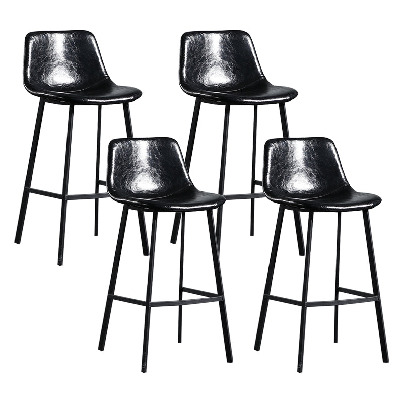 Scandinavian Footrest Reception Stool Matte Finish Faux Leather Barstool Gloss Black Set of 4 Bar Stool(30"H) Clearhalo 'Bar Furniture' 'Bar Stools' 'bar_stools' 'Furniture' 'furniture_bar_stools' 'Kitchen & Dining Furniture' 5085395