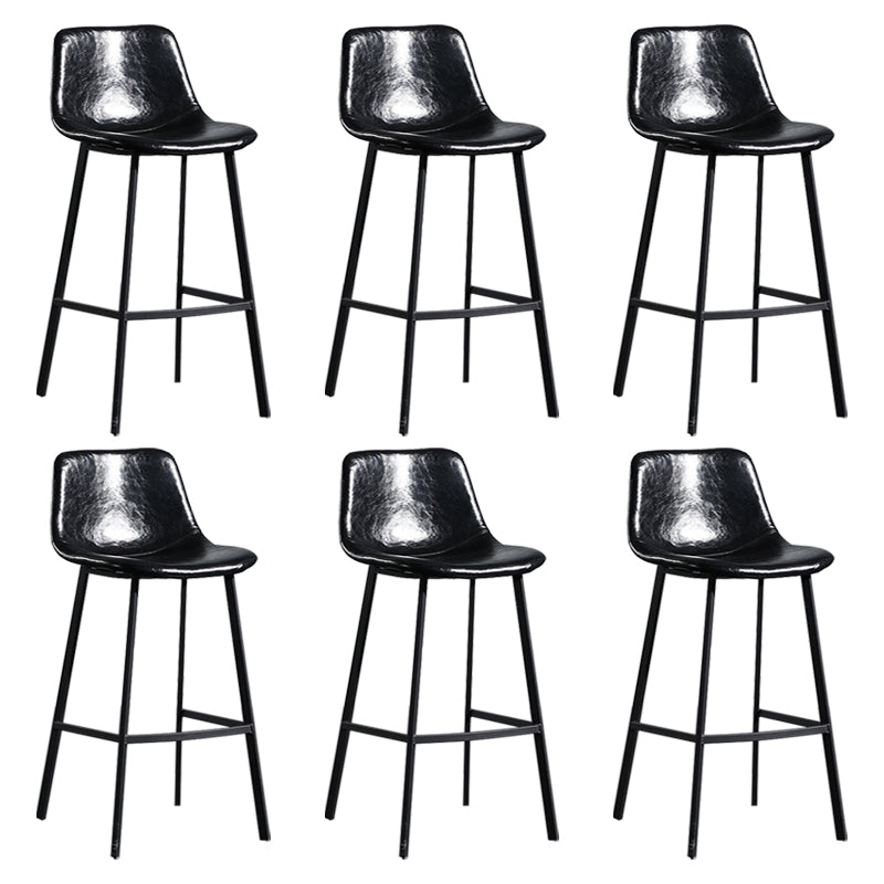 Scandinavian Footrest Reception Stool Matte Finish Faux Leather Barstool Gloss Black Set of 6 Bar Stool(30"H) Clearhalo 'Bar Furniture' 'Bar Stools' 'bar_stools' 'Furniture' 'furniture_bar_stools' 'Kitchen & Dining Furniture' 5085396