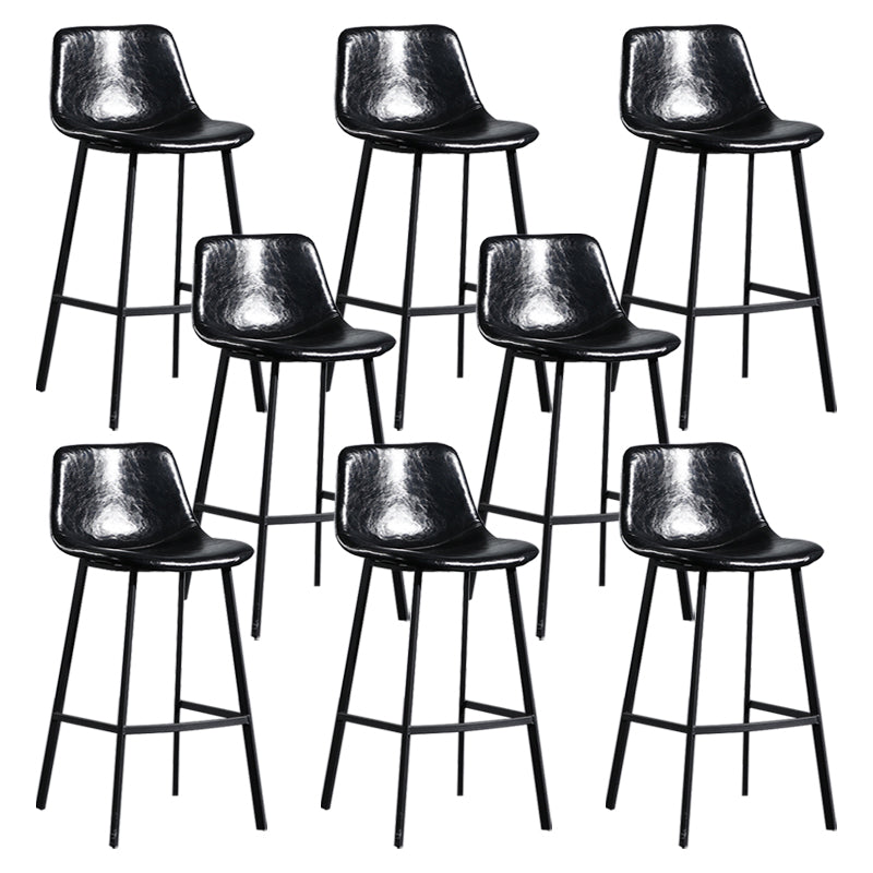 Scandinavian Footrest Reception Stool Matte Finish Faux Leather Barstool Gloss Black Set of 8 Bar Stool(30"H) Clearhalo 'Bar Furniture' 'Bar Stools' 'bar_stools' 'Furniture' 'furniture_bar_stools' 'Kitchen & Dining Furniture' 5085397