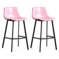 Scandinavian Footrest Reception Stool Matte Finish Faux Leather Barstool Pink Set of 2 Bar Stool(30"H) Clearhalo 'Bar Furniture' 'Bar Stools' 'bar_stools' 'Furniture' 'furniture_bar_stools' 'Kitchen & Dining Furniture' 5085398
