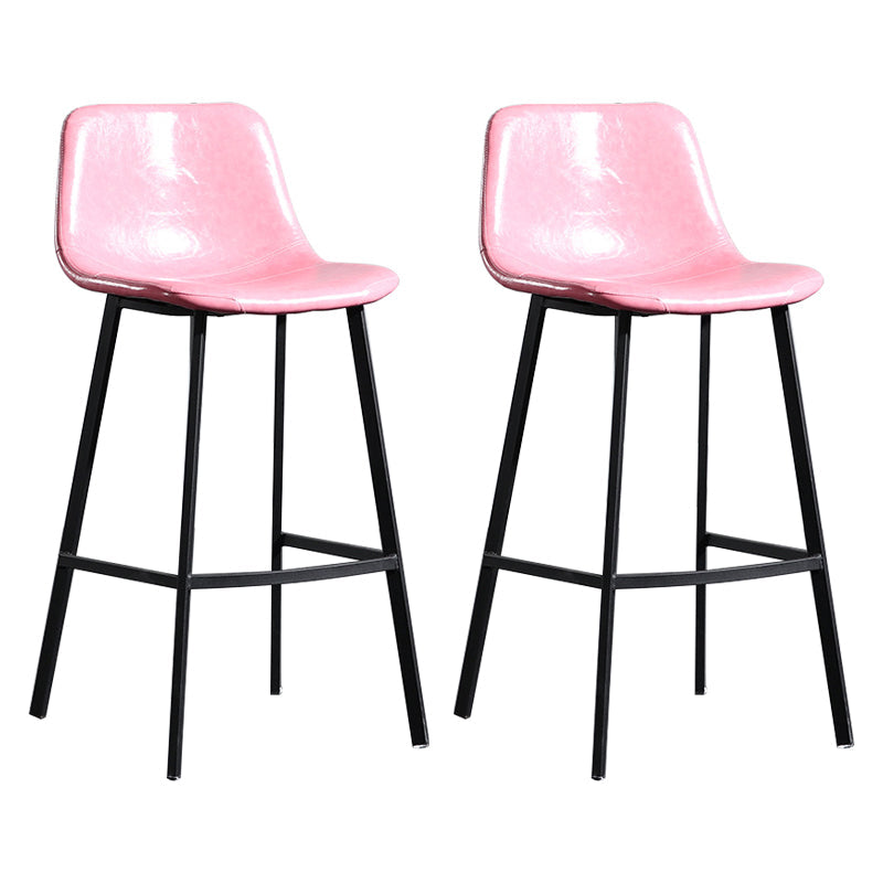 Scandinavian Footrest Reception Stool Matte Finish Faux Leather Barstool Pink Set of 2 Bar Stool(30"H) Clearhalo 'Bar Furniture' 'Bar Stools' 'bar_stools' 'Furniture' 'furniture_bar_stools' 'Kitchen & Dining Furniture' 5085398