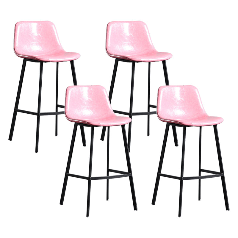 Scandinavian Footrest Reception Stool Matte Finish Faux Leather Barstool Pink Set of 4 Bar Stool(30"H) Clearhalo 'Bar Furniture' 'Bar Stools' 'bar_stools' 'Furniture' 'furniture_bar_stools' 'Kitchen & Dining Furniture' 5085399