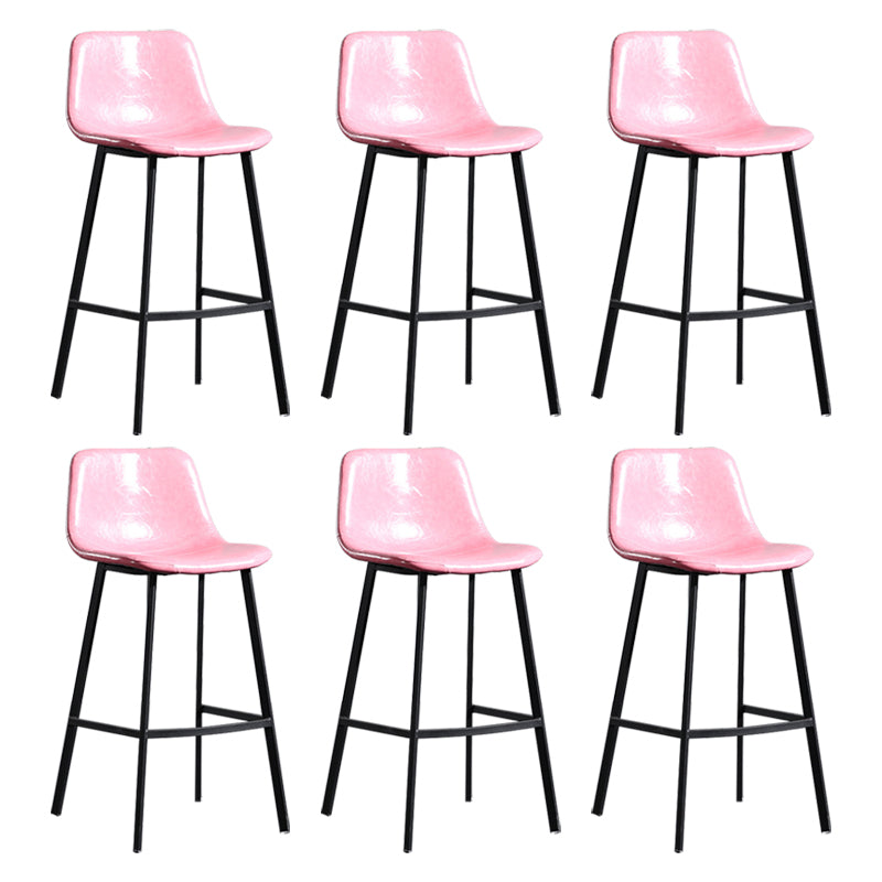 Scandinavian Footrest Reception Stool Matte Finish Faux Leather Barstool Pink Set of 6 Bar Stool(30"H) Clearhalo 'Bar Furniture' 'Bar Stools' 'bar_stools' 'Furniture' 'furniture_bar_stools' 'Kitchen & Dining Furniture' 5085400