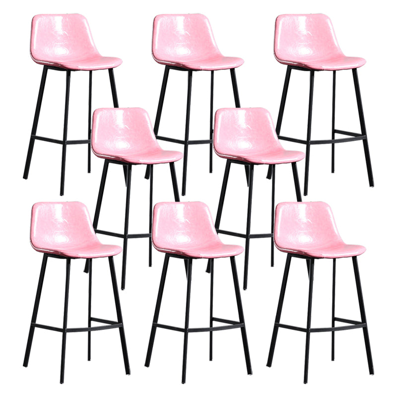 Scandinavian Footrest Reception Stool Matte Finish Faux Leather Barstool Pink Set of 8 Bar Stool(30"H) Clearhalo 'Bar Furniture' 'Bar Stools' 'bar_stools' 'Furniture' 'furniture_bar_stools' 'Kitchen & Dining Furniture' 5085401