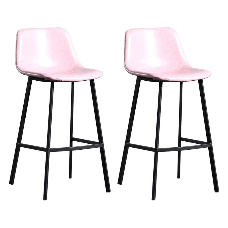 Scandinavian Footrest Reception Stool Matte Finish Faux Leather Barstool Light Pink Set of 2 Bar Stool(30"H) Clearhalo 'Bar Furniture' 'Bar Stools' 'bar_stools' 'Furniture' 'furniture_bar_stools' 'Kitchen & Dining Furniture' 5085402