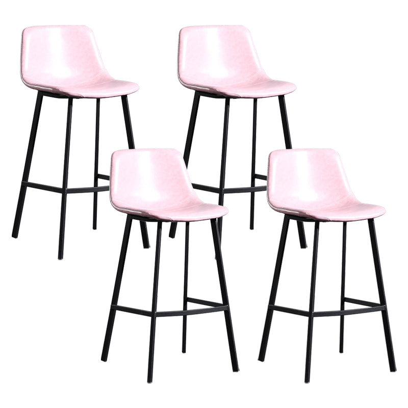 Scandinavian Footrest Reception Stool Matte Finish Faux Leather Barstool Light Pink Set of 4 Bar Stool(30"H) Clearhalo 'Bar Furniture' 'Bar Stools' 'bar_stools' 'Furniture' 'furniture_bar_stools' 'Kitchen & Dining Furniture' 5085403