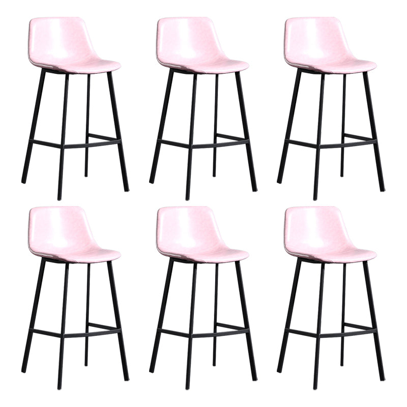Scandinavian Footrest Reception Stool Matte Finish Faux Leather Barstool Light Pink Set of 6 Bar Stool(30"H) Clearhalo 'Bar Furniture' 'Bar Stools' 'bar_stools' 'Furniture' 'furniture_bar_stools' 'Kitchen & Dining Furniture' 5085404
