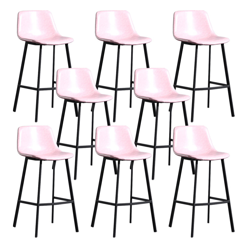 Scandinavian Footrest Reception Stool Matte Finish Faux Leather Barstool Light Pink Set of 8 Bar Stool(30"H) Clearhalo 'Bar Furniture' 'Bar Stools' 'bar_stools' 'Furniture' 'furniture_bar_stools' 'Kitchen & Dining Furniture' 5085405
