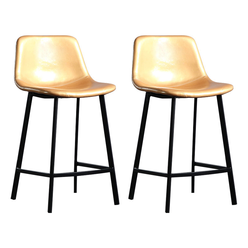 Scandinavian Footrest Reception Stool Matte Finish Faux Leather Barstool Yellow Set of 2 Counter Stool(26"H) Clearhalo 'Bar Furniture' 'Bar Stools' 'bar_stools' 'Furniture' 'furniture_bar_stools' 'Kitchen & Dining Furniture' 5085406