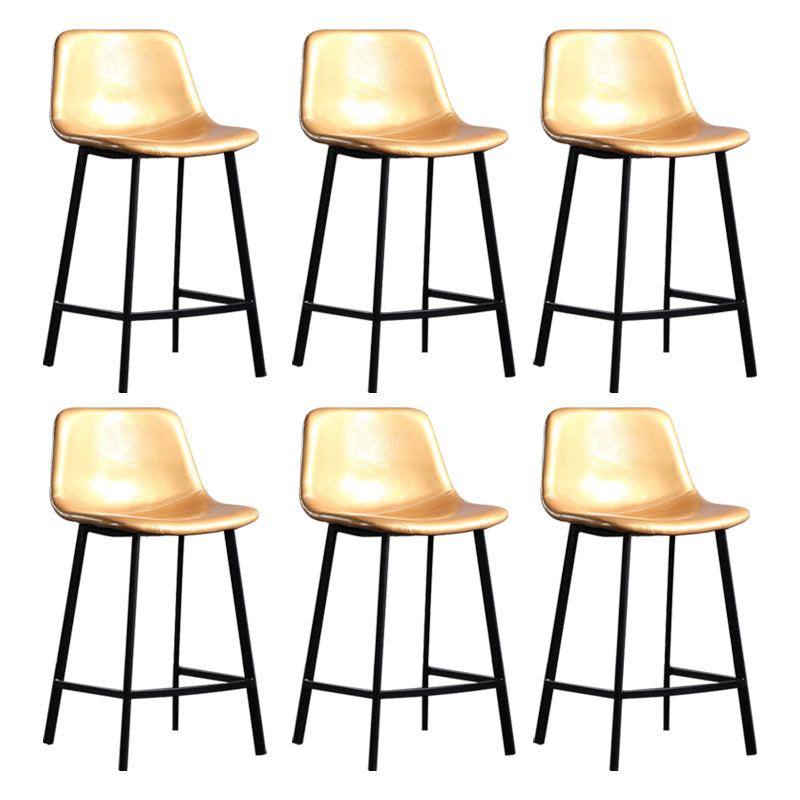 Scandinavian Footrest Reception Stool Matte Finish Faux Leather Barstool Yellow Set of 6 Counter Stool(26"H) Clearhalo 'Bar Furniture' 'Bar Stools' 'bar_stools' 'Furniture' 'furniture_bar_stools' 'Kitchen & Dining Furniture' 5085408
