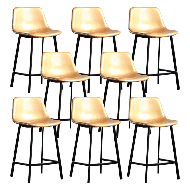 Scandinavian Footrest Reception Stool Matte Finish Faux Leather Barstool Yellow Set of 8 Counter Stool(26"H) Clearhalo 'Bar Furniture' 'Bar Stools' 'bar_stools' 'Furniture' 'furniture_bar_stools' 'Kitchen & Dining Furniture' 5085409