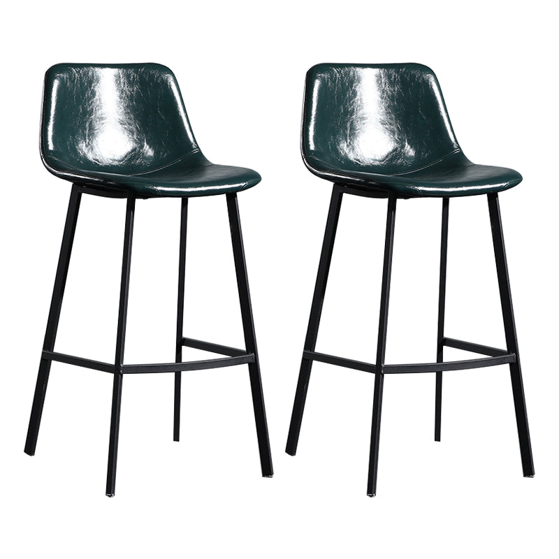 Scandinavian Footrest Reception Stool Matte Finish Faux Leather Barstool Blackish Green Set of 2 Bar Stool(30"H) Clearhalo 'Bar Furniture' 'Bar Stools' 'bar_stools' 'Furniture' 'furniture_bar_stools' 'Kitchen & Dining Furniture' 5085410