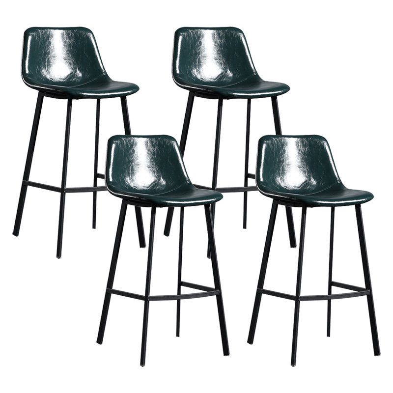 Scandinavian Footrest Reception Stool Matte Finish Faux Leather Barstool Blackish Green Set of 4 Bar Stool(30"H) Clearhalo 'Bar Furniture' 'Bar Stools' 'bar_stools' 'Furniture' 'furniture_bar_stools' 'Kitchen & Dining Furniture' 5085411
