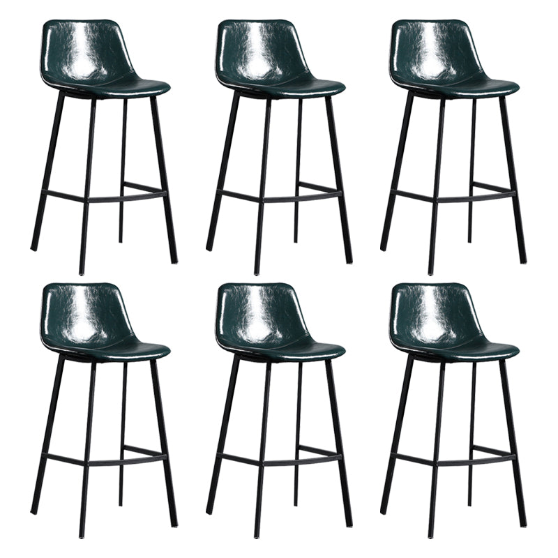 Scandinavian Footrest Reception Stool Matte Finish Faux Leather Barstool Blackish Green Set of 6 Bar Stool(30"H) Clearhalo 'Bar Furniture' 'Bar Stools' 'bar_stools' 'Furniture' 'furniture_bar_stools' 'Kitchen & Dining Furniture' 5085412