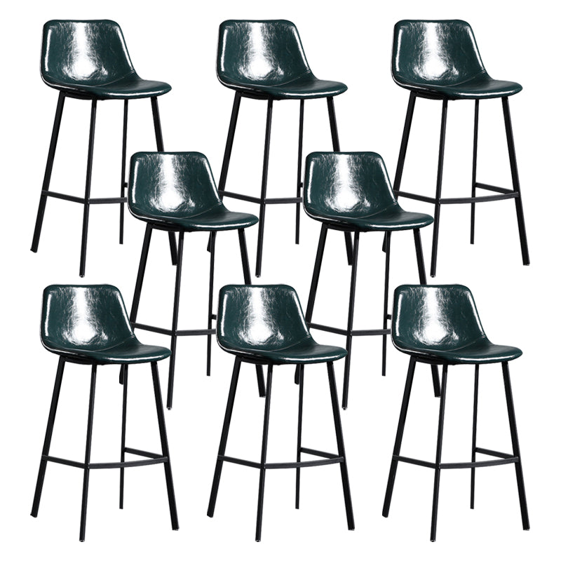 Scandinavian Footrest Reception Stool Matte Finish Faux Leather Barstool Blackish Green Set of 8 Bar Stool(30"H) Clearhalo 'Bar Furniture' 'Bar Stools' 'bar_stools' 'Furniture' 'furniture_bar_stools' 'Kitchen & Dining Furniture' 5085413