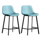 Scandinavian Footrest Reception Stool Matte Finish Faux Leather Barstool Light Blue Set of 2 Counter Stool(26"H) Clearhalo 'Bar Furniture' 'Bar Stools' 'bar_stools' 'Furniture' 'furniture_bar_stools' 'Kitchen & Dining Furniture' 5085414