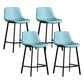 Scandinavian Footrest Reception Stool Matte Finish Faux Leather Barstool Light Blue Set of 4 Counter Stool(26"H) Clearhalo 'Bar Furniture' 'Bar Stools' 'bar_stools' 'Furniture' 'furniture_bar_stools' 'Kitchen & Dining Furniture' 5085415