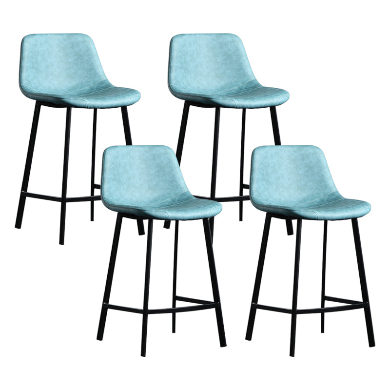 Scandinavian Footrest Reception Stool Matte Finish Faux Leather Barstool Light Blue Set of 4 Counter Stool(26"H) Clearhalo 'Bar Furniture' 'Bar Stools' 'bar_stools' 'Furniture' 'furniture_bar_stools' 'Kitchen & Dining Furniture' 5085415