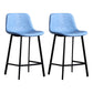 Scandinavian Footrest Reception Stool Matte Finish Faux Leather Barstool Blue Set of 2 Counter Stool(26"H) Clearhalo 'Bar Furniture' 'Bar Stools' 'bar_stools' 'Furniture' 'furniture_bar_stools' 'Kitchen & Dining Furniture' 5085418
