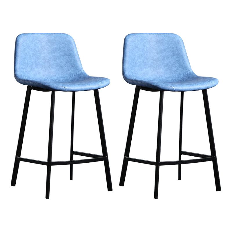 Scandinavian Footrest Reception Stool Matte Finish Faux Leather Barstool Blue Set of 2 Counter Stool(26"H) Clearhalo 'Bar Furniture' 'Bar Stools' 'bar_stools' 'Furniture' 'furniture_bar_stools' 'Kitchen & Dining Furniture' 5085418