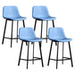 Scandinavian Footrest Reception Stool Matte Finish Faux Leather Barstool Blue Set of 4 Counter Stool(26"H) Clearhalo 'Bar Furniture' 'Bar Stools' 'bar_stools' 'Furniture' 'furniture_bar_stools' 'Kitchen & Dining Furniture' 5085419