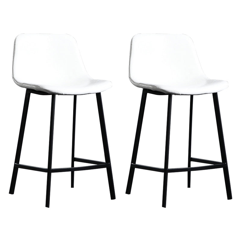 Scandinavian Footrest Reception Stool Matte Finish Faux Leather Barstool Gloss White Set of 2 Counter Stool(26"H) Clearhalo 'Bar Furniture' 'Bar Stools' 'bar_stools' 'Furniture' 'furniture_bar_stools' 'Kitchen & Dining Furniture' 5085422
