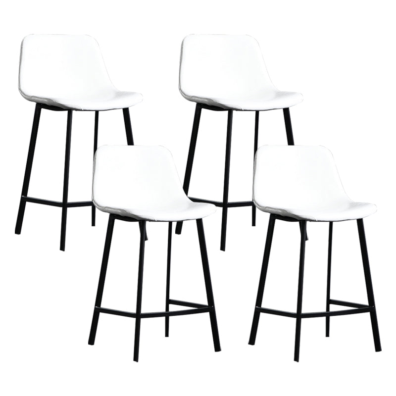 Scandinavian Footrest Reception Stool Matte Finish Faux Leather Barstool Gloss White Set of 4 Counter Stool(26"H) Clearhalo 'Bar Furniture' 'Bar Stools' 'bar_stools' 'Furniture' 'furniture_bar_stools' 'Kitchen & Dining Furniture' 5085423