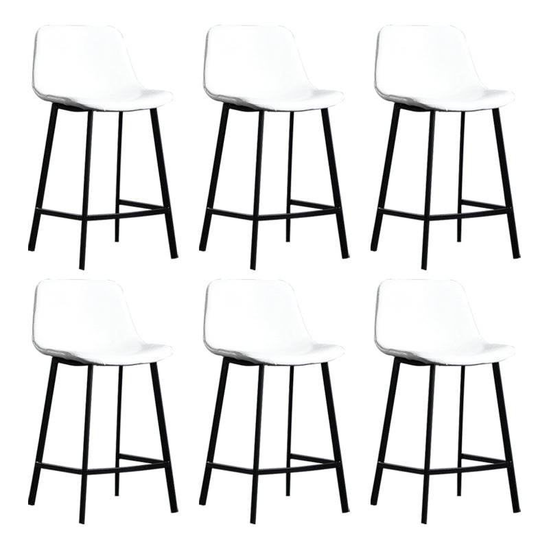 Scandinavian Footrest Reception Stool Matte Finish Faux Leather Barstool Gloss White Set of 6 Counter Stool(26"H) Clearhalo 'Bar Furniture' 'Bar Stools' 'bar_stools' 'Furniture' 'furniture_bar_stools' 'Kitchen & Dining Furniture' 5085424