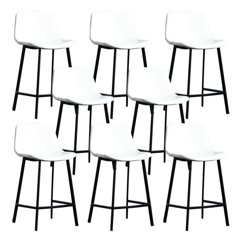 Scandinavian Footrest Reception Stool Matte Finish Faux Leather Barstool Gloss White Set of 8 Counter Stool(26"H) Clearhalo 'Bar Furniture' 'Bar Stools' 'bar_stools' 'Furniture' 'furniture_bar_stools' 'Kitchen & Dining Furniture' 5085425