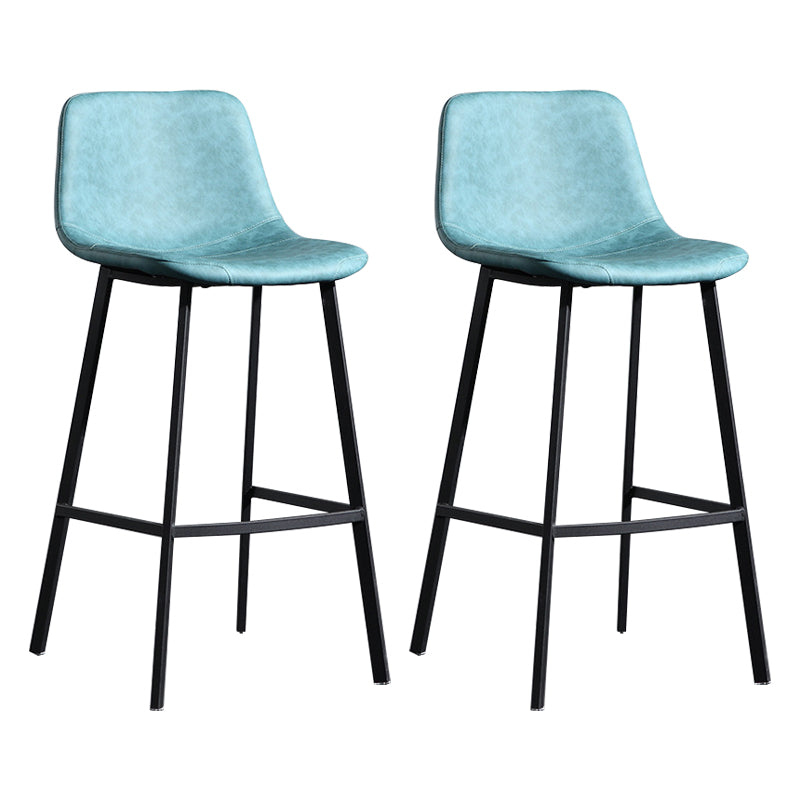 Scandinavian Footrest Reception Stool Matte Finish Faux Leather Barstool Light Blue Set of 2 Bar Stool(30"H) Clearhalo 'Bar Furniture' 'Bar Stools' 'bar_stools' 'Furniture' 'furniture_bar_stools' 'Kitchen & Dining Furniture' 5085426