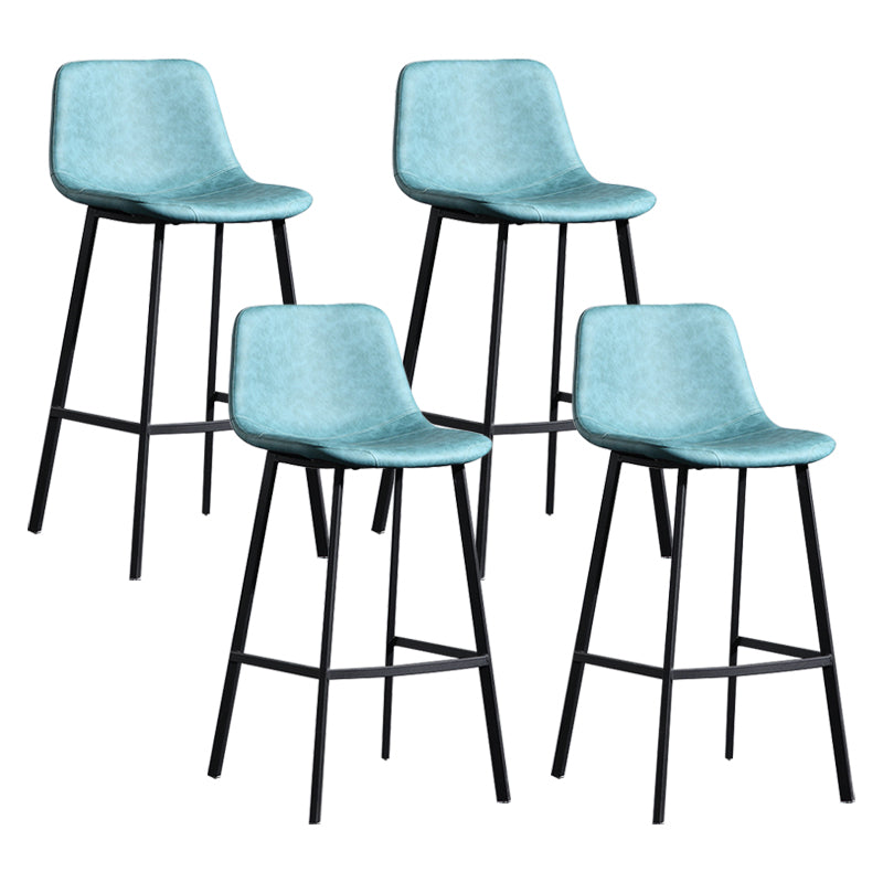 Scandinavian Footrest Reception Stool Matte Finish Faux Leather Barstool Light Blue Set of 4 Bar Stool(30"H) Clearhalo 'Bar Furniture' 'Bar Stools' 'bar_stools' 'Furniture' 'furniture_bar_stools' 'Kitchen & Dining Furniture' 5085427