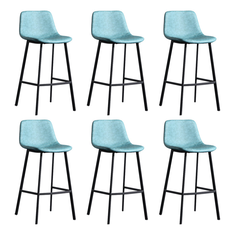 Scandinavian Footrest Reception Stool Matte Finish Faux Leather Barstool Light Blue Set of 6 Bar Stool(30"H) Clearhalo 'Bar Furniture' 'Bar Stools' 'bar_stools' 'Furniture' 'furniture_bar_stools' 'Kitchen & Dining Furniture' 5085428