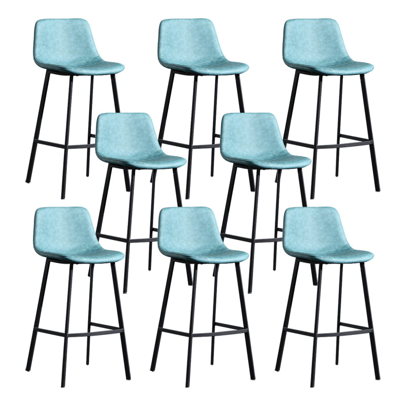 Scandinavian Footrest Reception Stool Matte Finish Faux Leather Barstool Light Blue Set of 8 Bar Stool(30"H) Clearhalo 'Bar Furniture' 'Bar Stools' 'bar_stools' 'Furniture' 'furniture_bar_stools' 'Kitchen & Dining Furniture' 5085429