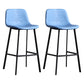 Scandinavian Footrest Reception Stool Matte Finish Faux Leather Barstool Blue Set of 2 Bar Stool(30"H) Clearhalo 'Bar Furniture' 'Bar Stools' 'bar_stools' 'Furniture' 'furniture_bar_stools' 'Kitchen & Dining Furniture' 5085430