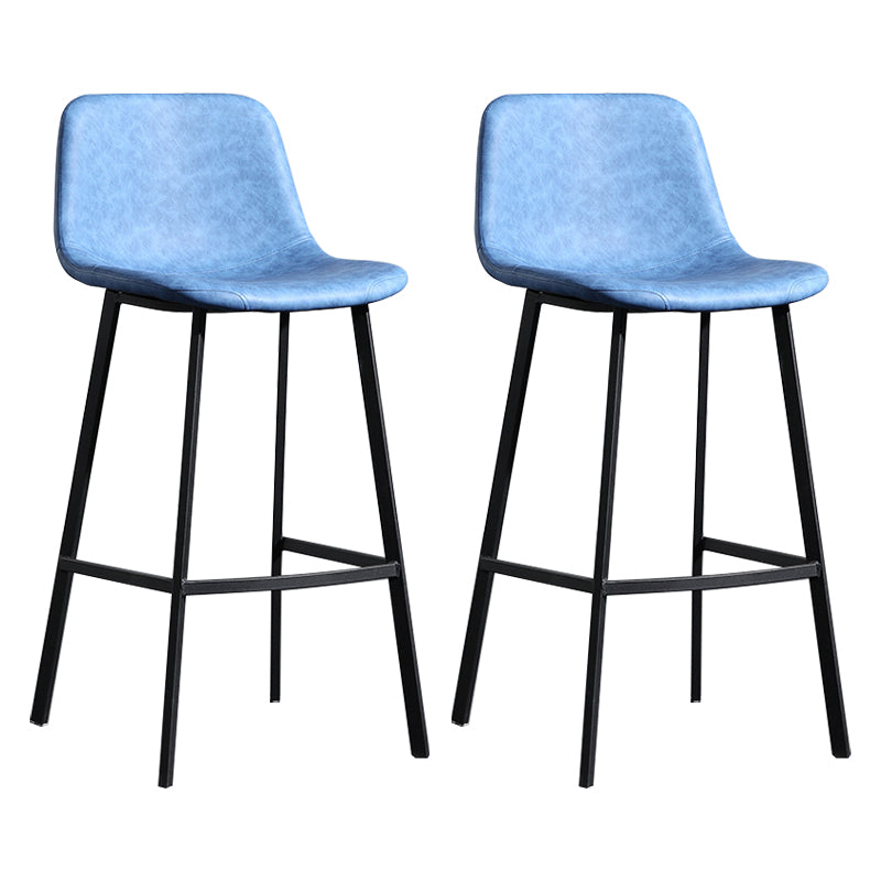 Scandinavian Footrest Reception Stool Matte Finish Faux Leather Barstool Blue Set of 2 Bar Stool(30"H) Clearhalo 'Bar Furniture' 'Bar Stools' 'bar_stools' 'Furniture' 'furniture_bar_stools' 'Kitchen & Dining Furniture' 5085430