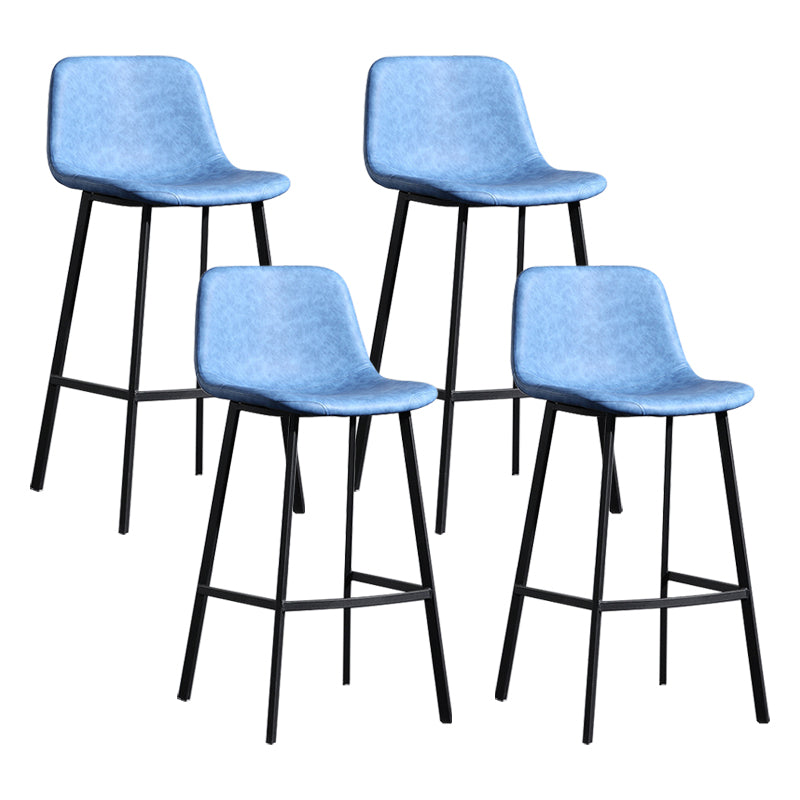 Scandinavian Footrest Reception Stool Matte Finish Faux Leather Barstool Blue Set of 4 Bar Stool(30"H) Clearhalo 'Bar Furniture' 'Bar Stools' 'bar_stools' 'Furniture' 'furniture_bar_stools' 'Kitchen & Dining Furniture' 5085431