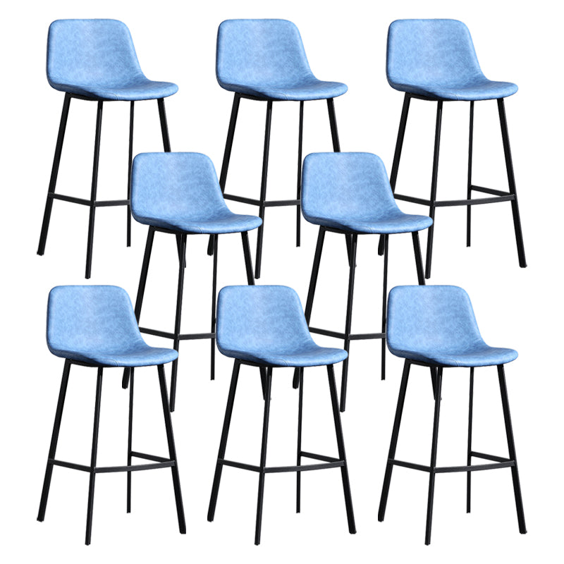 Scandinavian Footrest Reception Stool Matte Finish Faux Leather Barstool Blue Set of 8 Bar Stool(30"H) Clearhalo 'Bar Furniture' 'Bar Stools' 'bar_stools' 'Furniture' 'furniture_bar_stools' 'Kitchen & Dining Furniture' 5085433