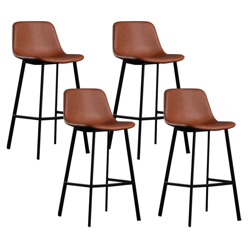Scandinavian Footrest Reception Stool Matte Finish Faux Leather Barstool Coffee Set of 4 Bar Stool(30"H) Clearhalo 'Bar Furniture' 'Bar Stools' 'bar_stools' 'Furniture' 'furniture_bar_stools' 'Kitchen & Dining Furniture' 5085435