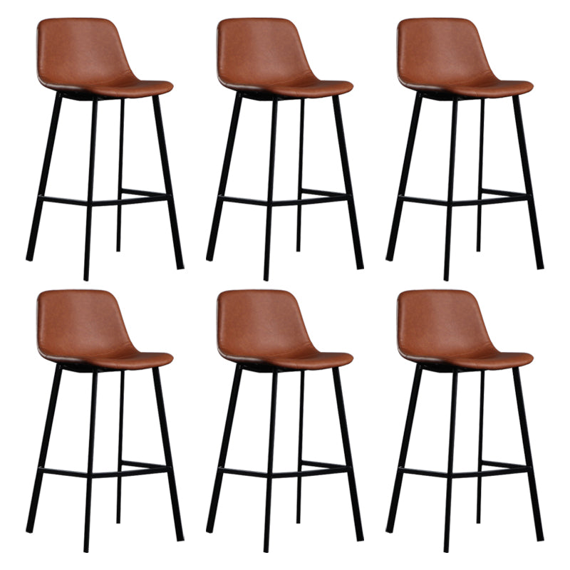 Scandinavian Footrest Reception Stool Matte Finish Faux Leather Barstool Coffee Set of 6 Bar Stool(30"H) Clearhalo 'Bar Furniture' 'Bar Stools' 'bar_stools' 'Furniture' 'furniture_bar_stools' 'Kitchen & Dining Furniture' 5085436