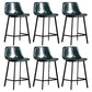 Scandinavian Footrest Reception Stool Matte Finish Faux Leather Barstool Blackish Green Set of 6 Counter Stool(26"H) Clearhalo 'Bar Furniture' 'Bar Stools' 'bar_stools' 'Furniture' 'furniture_bar_stools' 'Kitchen & Dining Furniture' 5085440
