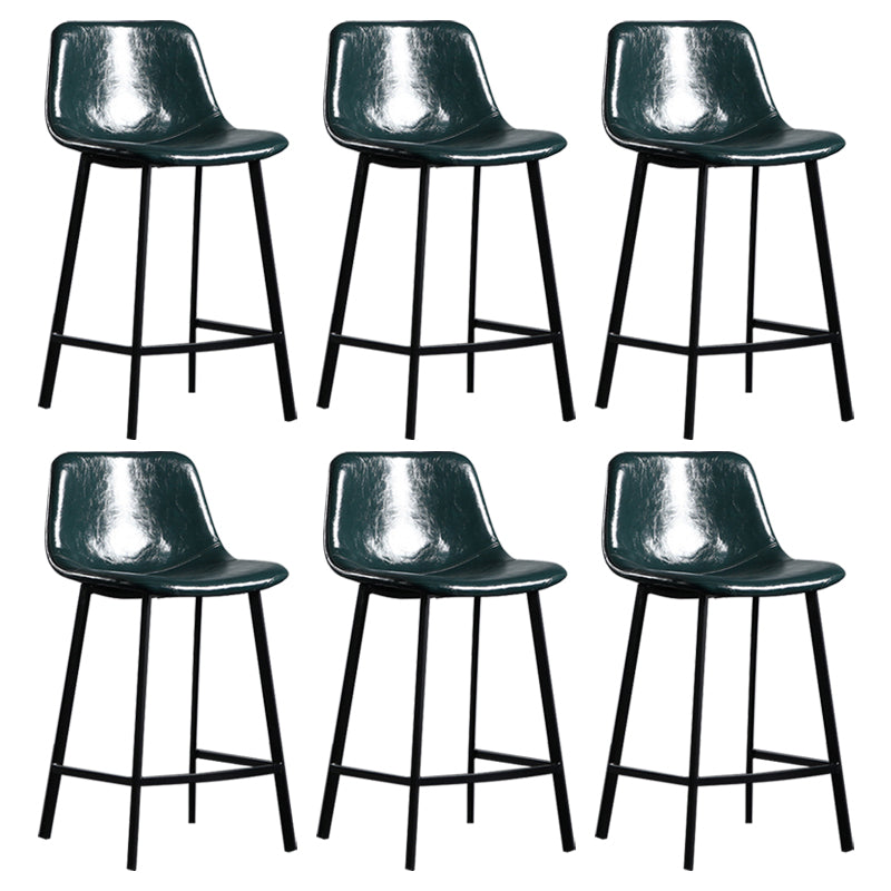 Scandinavian Footrest Reception Stool Matte Finish Faux Leather Barstool Blackish Green Set of 6 Counter Stool(26"H) Clearhalo 'Bar Furniture' 'Bar Stools' 'bar_stools' 'Furniture' 'furniture_bar_stools' 'Kitchen & Dining Furniture' 5085440